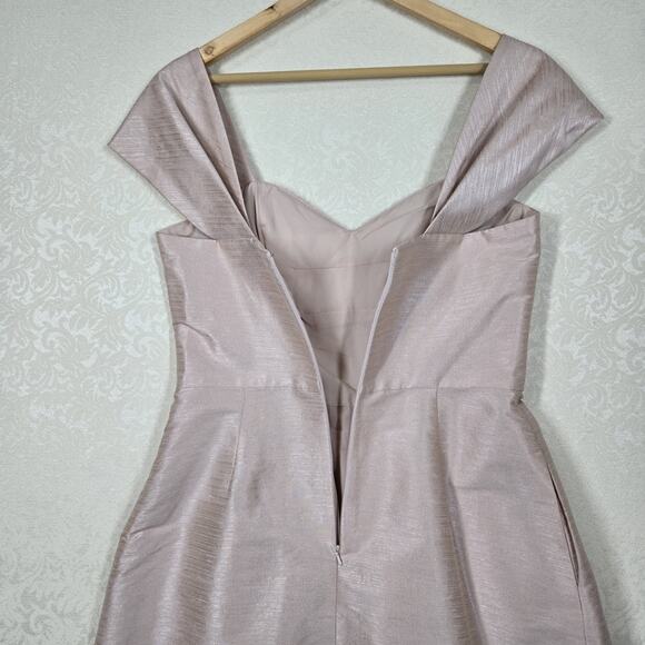 Alfred Sung Dress sz 14 Pearl Pink D574 Cocktail Bridesmaid Shimmer Sample Dress - Picture 9 of 16